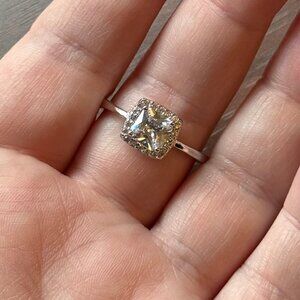 Princess Cut Cubic Zirconia in Sterling Silver Ring NWOT